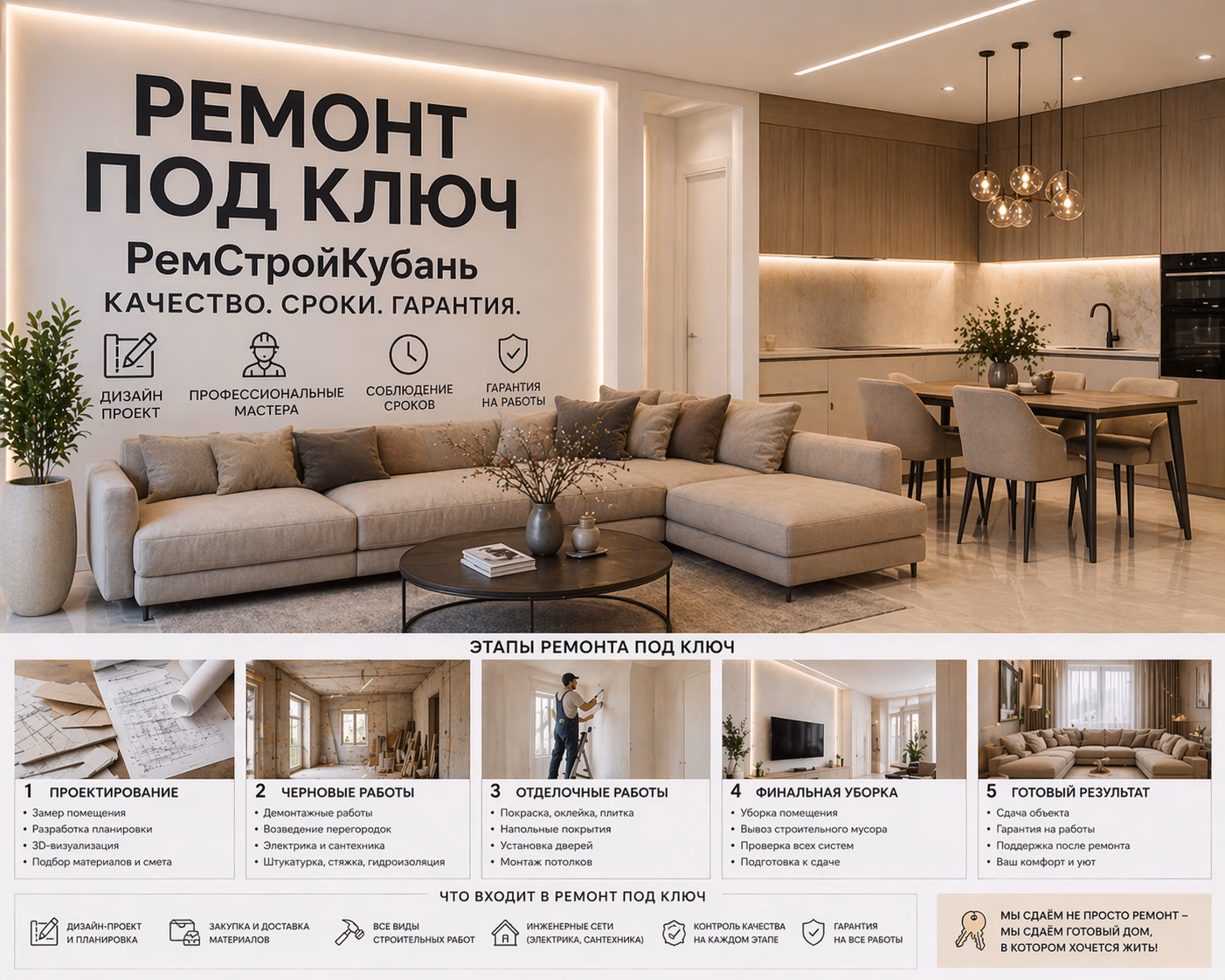 Ремонт квартир под ключ в Краснодаре